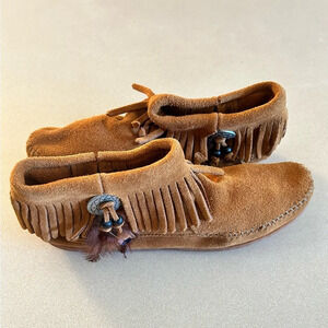 Minnetonka Boots Womens 8.5 Concho Moccasins Ankle Booties Brown Leather Moc Toe